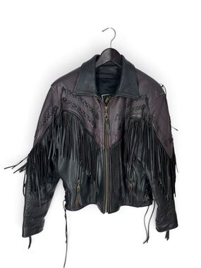 Vintage Force Fringe Leather Moto Jacket